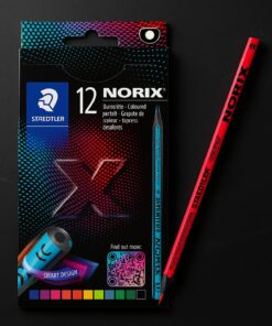 Staedtler NORIS 186 farveblyanter – æske med 12 farver i moderne, farverigt design.