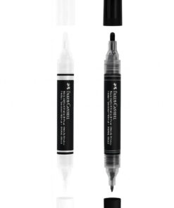 Faber-Castell Black Edition Shake & Paint akrylmarkører i sort og hvid, dobbeltsidet design med forskellige spidser.