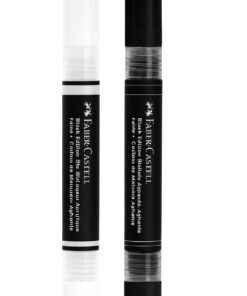Faber-Castell Black Edition Shake & Paint akrylmarkører i sort og hvid, dobbeltsidet design med forskellige spidser.