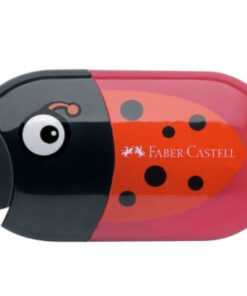 Faber-Castell blyantspidser med integreret viskelæder i rødt mariehøne-design.