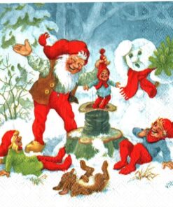 Juleservietter Vilhelm Hansen Nissefar tryller i skoven