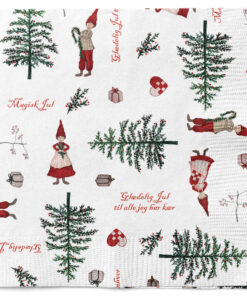 Jule servietter Magic Christmas – røde og gyldne 3-lags papirservietter med festligt julemotiv