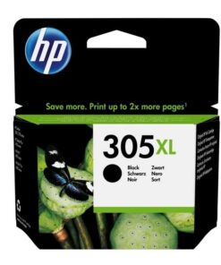 Original HP 305XL sort blækpatron i HP’s officielle emballage med XL-kapacitet.