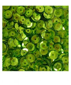 Bladgrønne metallic palietter, 6 mm, samlet i en tæt bunke – pakke med 500 stk.