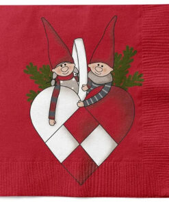 Røde juleservietter med nissemotiv – 3-lags servietter til julebordet