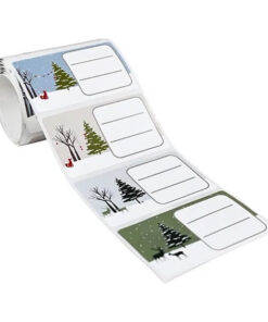 40 stk. selvklæbende jule gavemærker med forskellige julemotiver og farverige stickers