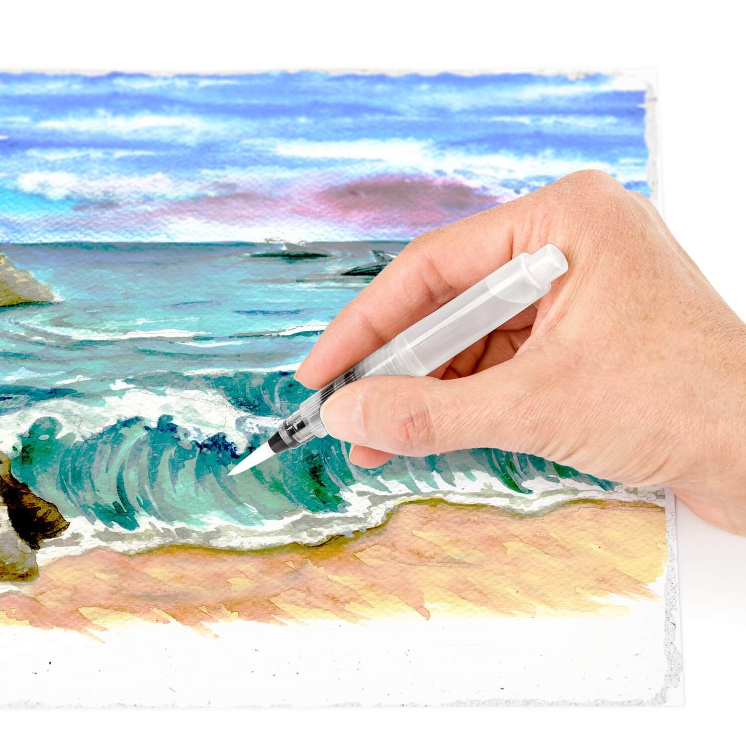 Staedtler Design Journey 888 akvarelmalingssæt med 12 metalliske farver, vandbørste og svamp.