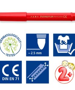 Staedtler Noris Junior fiber tip tusser til børn – 6 stk i klare farver med ergonomisk design