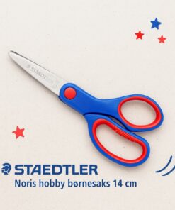 Staedtler Noris hobby børnesaks 14 cm med ergonomisk greb og afrundede sikkerhedsspidser.