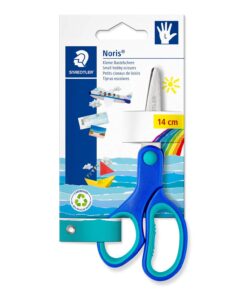 Staedtler Noris venstrehånds saks 14 cm med ergonomiske greb og afrundede stålklinger.