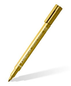 Staedtler STAEDTLER metalliske penne i flere farver, vist med prøvestreger på papir