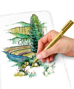 Staedtler STAEDTLER metalliske penne i flere farver, vist med prøvestreger på papir