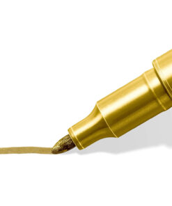 Staedtler STAEDTLER metalliske penne i flere farver, vist med prøvestreger på papir