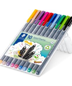 Staedtler Triplus Fineliner 10 stk i farvesæt med trekantet design og 0,3 mm spids