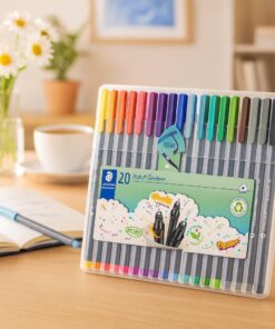 Staedtler Triplus Fineliner – sæt med 20 farvefinelinere i plastetui med trekantet design og 0,3 mm spids.
