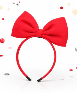 Rød hårbøjle med sløjfe 18x21 cm til Minnie Mouse fødselsdag og fest på hvid baggrund