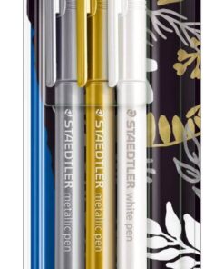 STAEDTLER metalliske penne 8323 sæt med tre metallic tusser i sølv, guld og hvid i original emballage