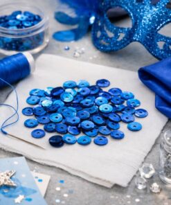 Blå pailletter 6 mm til hobby og syning med kreativt DIY-tilbehør