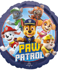 Rund Paw Patrol folieballon 45 cm med Chase, Marshall, Skye, Rubble og Rocky