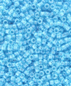 Miyuki Delica 11/0 seed beads i farven Opaque AB Turquoise Blue, turkise cylinderperler til perlevævning og smykkefremstilling.