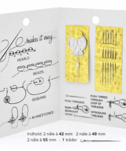 Miyuki nålesæt ekstra fint med 6 perlenåle 0,4 mm i tre længder samt tråder til perlesyning