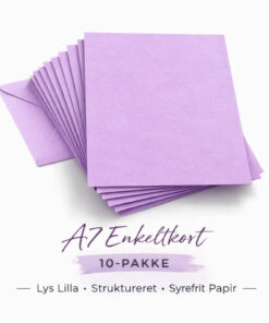 A7 enkeltkort lys lilla 10-pak med struktureret papir og kuvert packshot