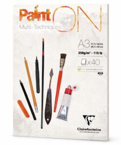 Clairefontaine Paint’On blok A3 med 250g multiteknikpapir og 40 ark hvidt kunstpapir