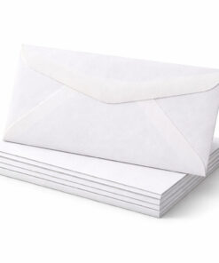 Papperix M65 hvide E65-kuverter i 5-pak vist som rent packshot på hvid baggrund