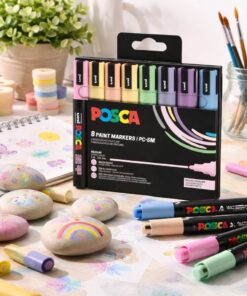 POSCA PC-5M pastel tusser brugt til stenmaleri og kreative projekter med pastel farver