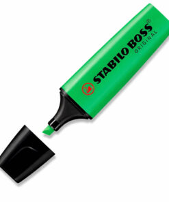 STABILO BOSS Original grøn overstregningstusch med skrå spids og sort hætte på hvid baggrund