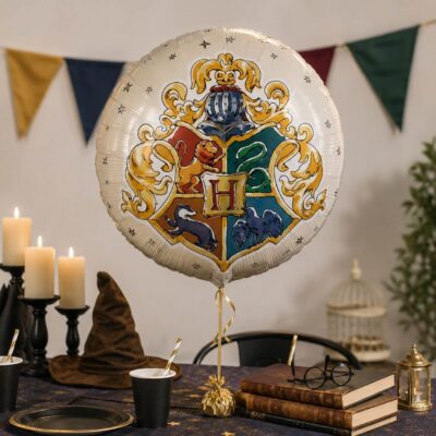 Harry Potter folie ballon rund 28 cm som festpynt til Harry Potter fødselsdag med magisk borddækning